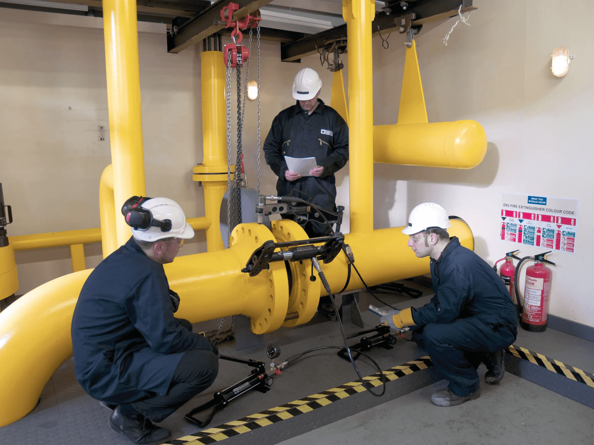 Flanschspreizer im Einsatz.